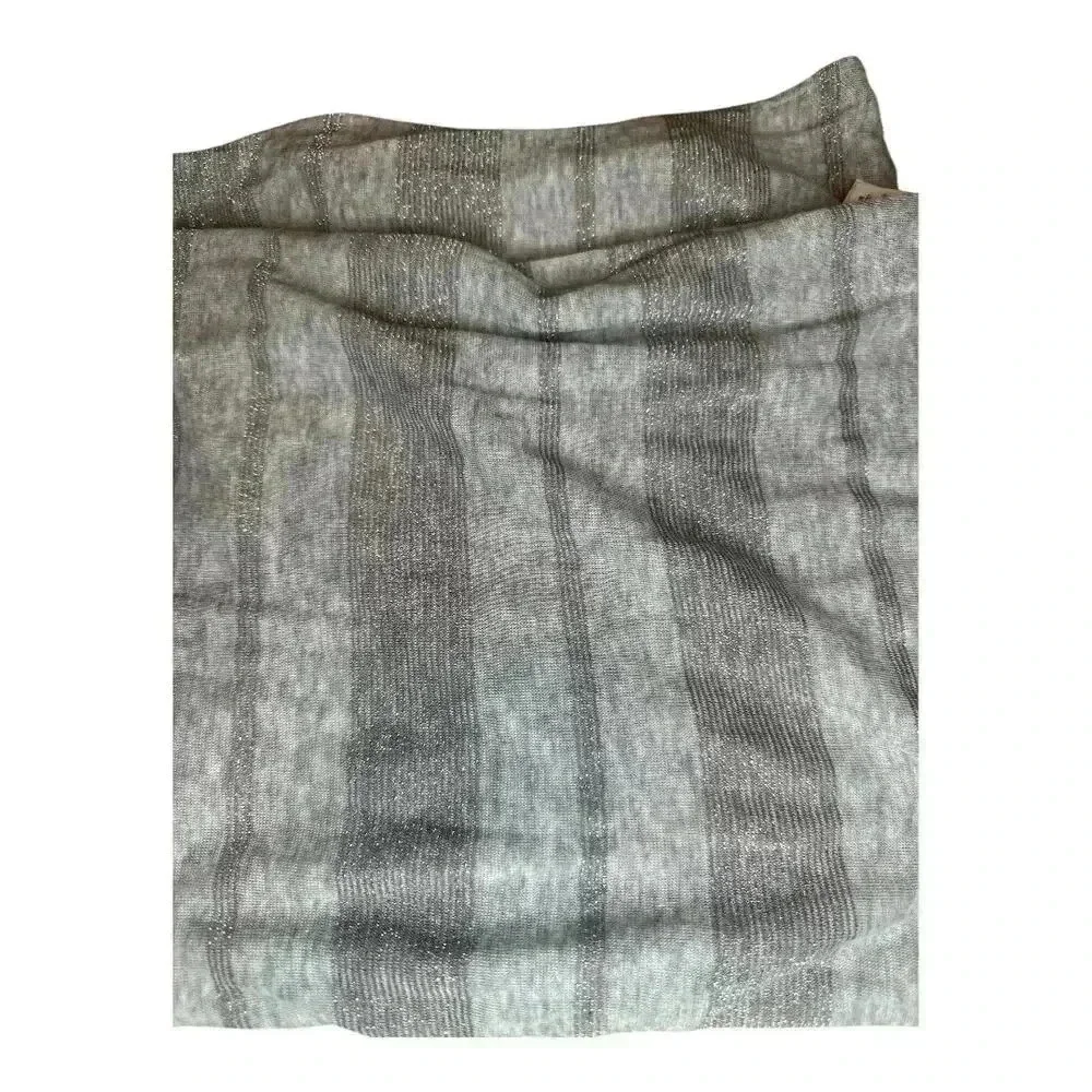 American Eagle‎ Gray Metallic Striped Infinity Wrap Scarf